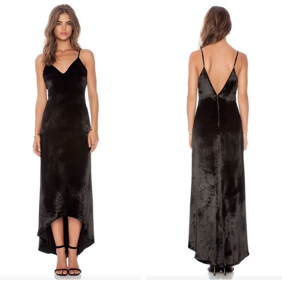 ALICE + OLIVIA Velvet Slip Maxi Dress Black Sz M {J47} - Picture 1 of 8